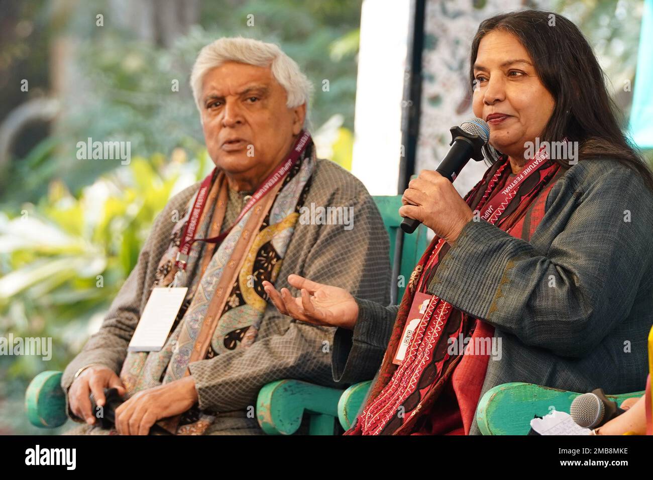 Javaed Rajesthan Poet Javed Akhtar with wife and actor Shabana Azmi during the Jaipur ...