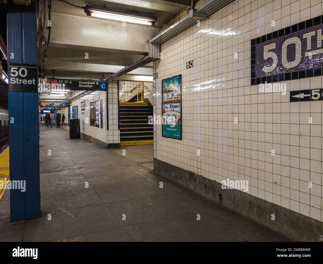 Empty 50th Street station in New York on Wednesday, January 11, 2023. (© Richard B. Levine) Stock Photo