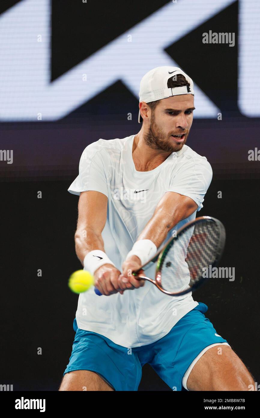 Melbourne Park 20/1/2023. Karen KHACHANOV (RUS) In Action Against ...