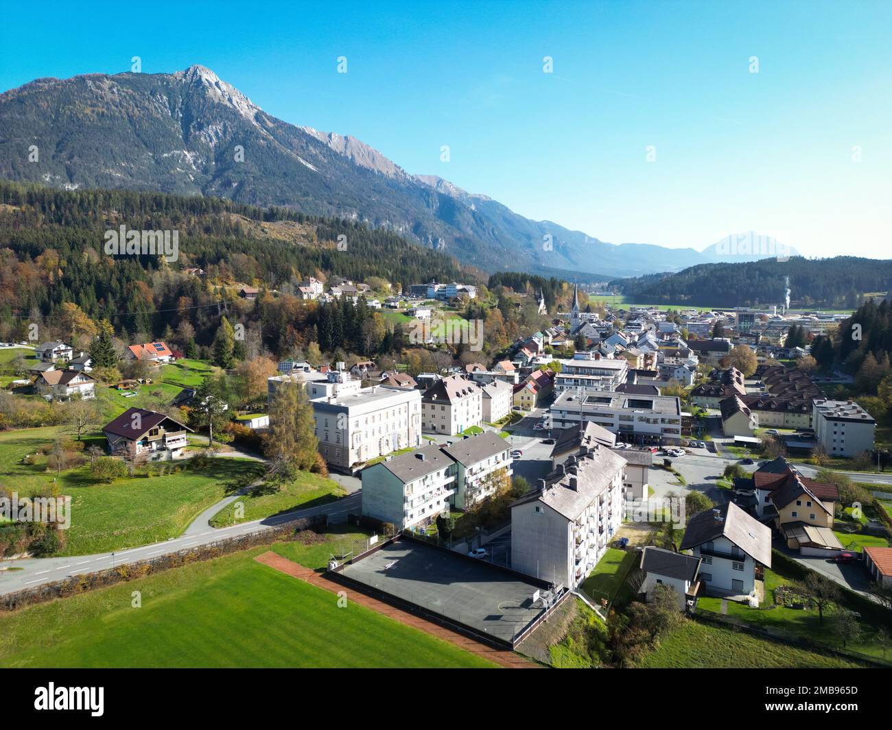 Hermagor in Carinthia, South of Austria during late summer. Beautiful and famous town in the Austrian Alps. Stock Photo
