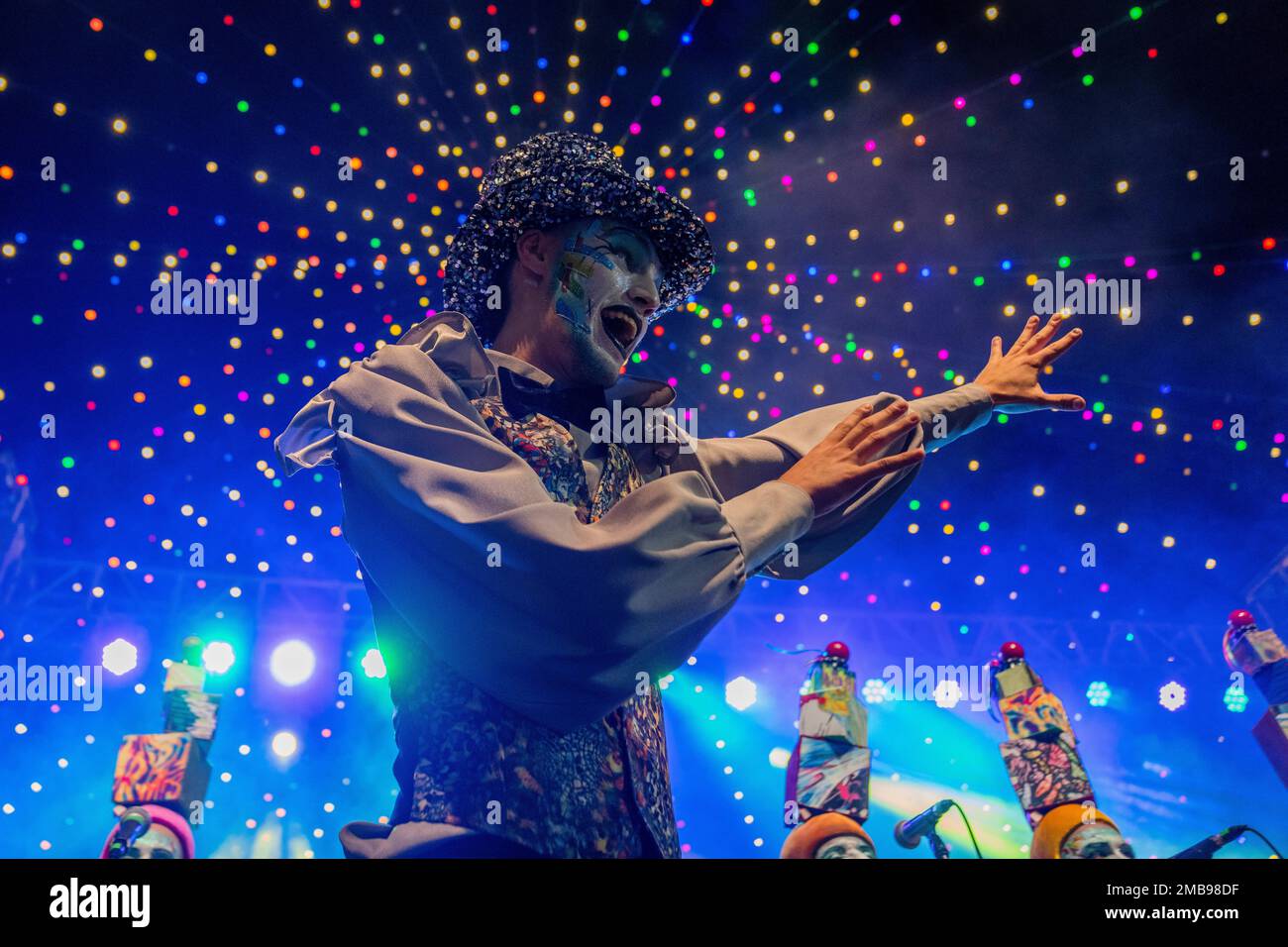 A "murga" group performs during the inaugural carnival parade in