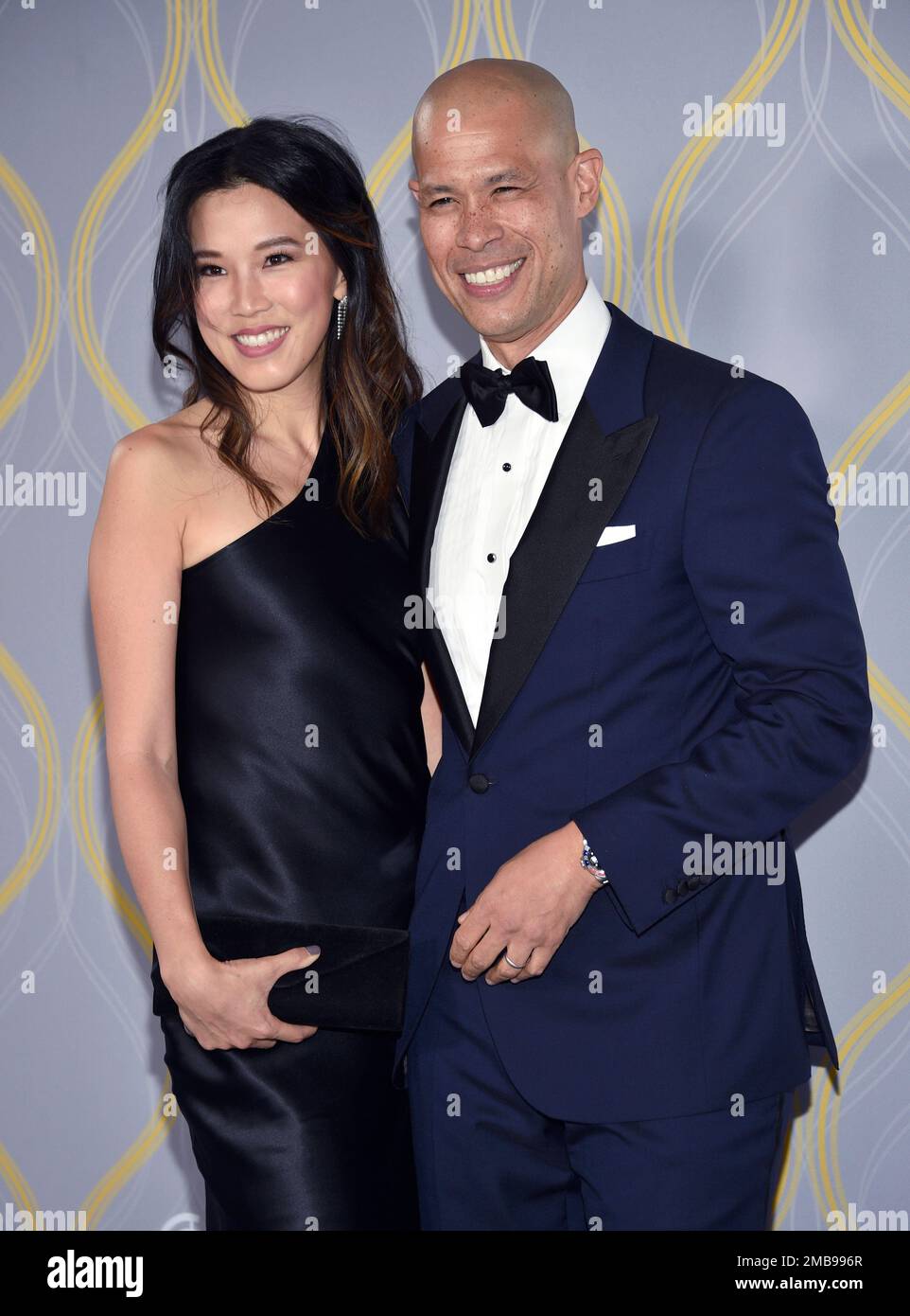 Marian Wang, left, and Vladimir Duthiers arrive at the 75th annual Tony