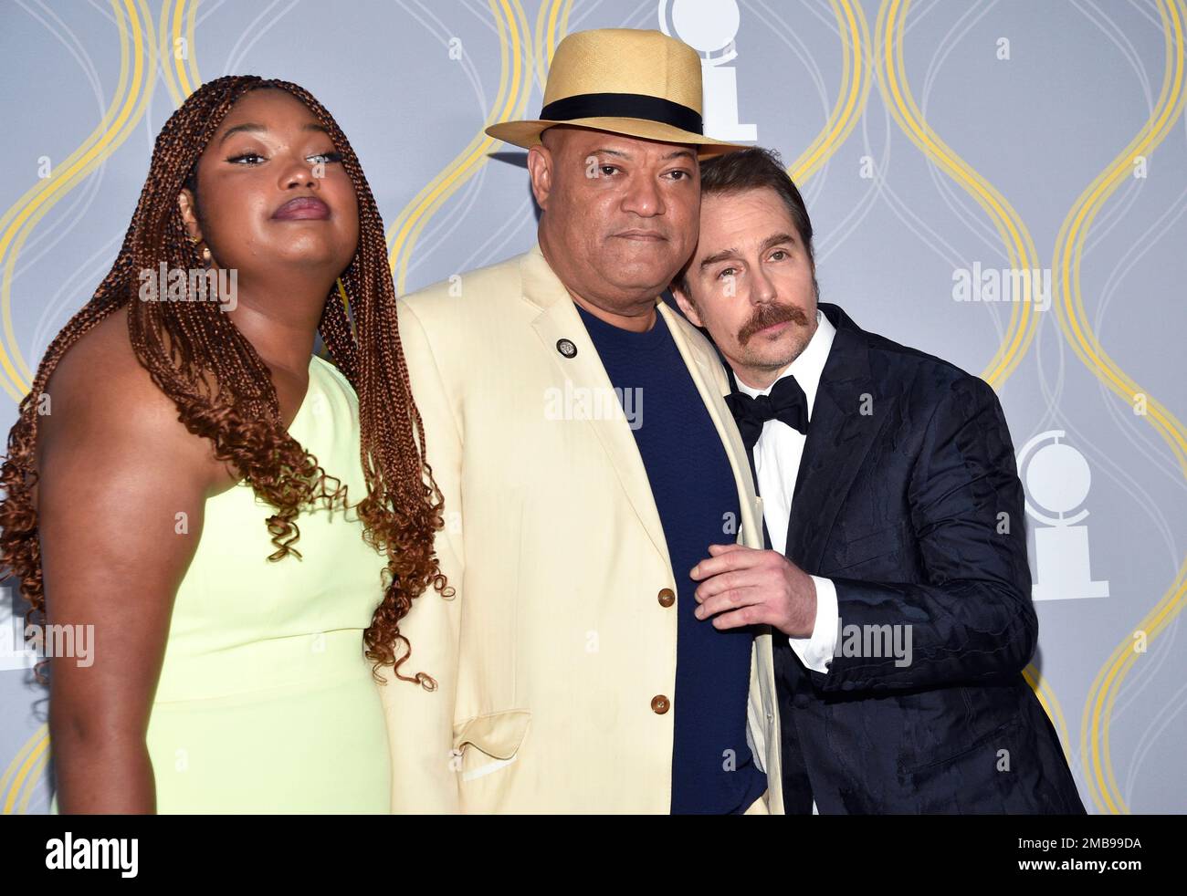 Sam Rockwell, from right, Laurence Fishburne and Delilah Fishburne