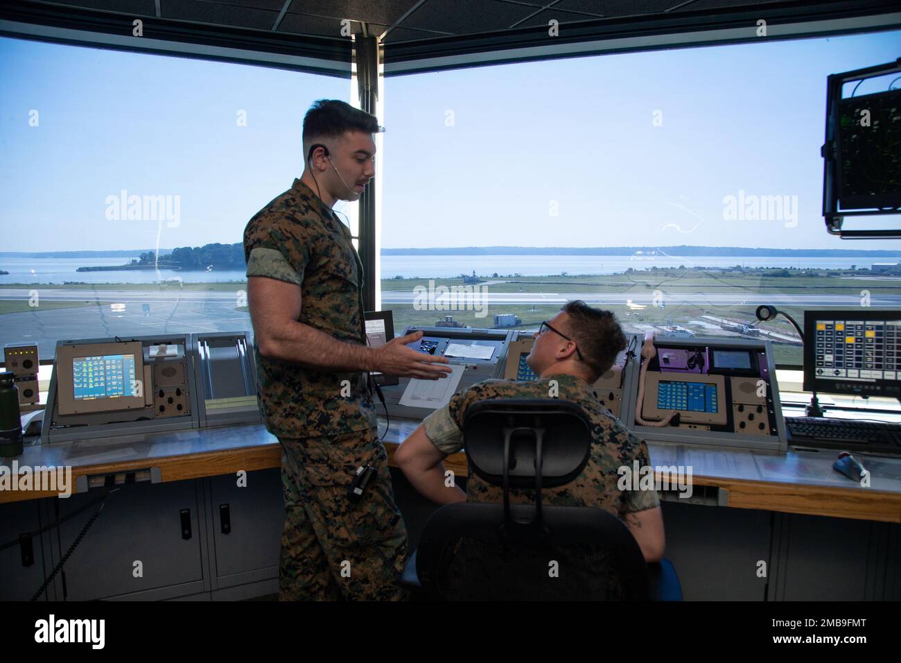 U.S. Marine Corps Cpl. Michael Herbert, air traffic controller with Marine Corps Air Facility