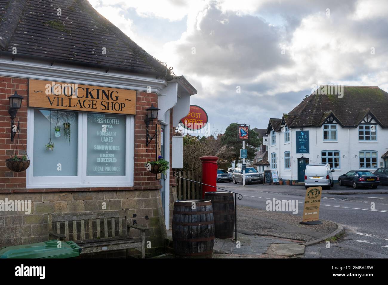 Cocking village shop and The Blue Bell pub in West Sussex, England, UK Stock Photo