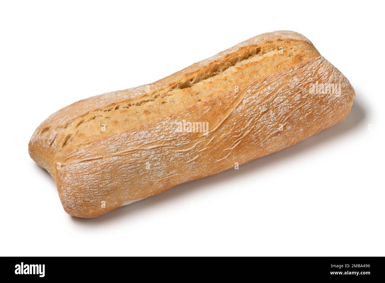 Traditional Italian whole fresh baked ciabatta bread isolated on white background close up Stock Photo