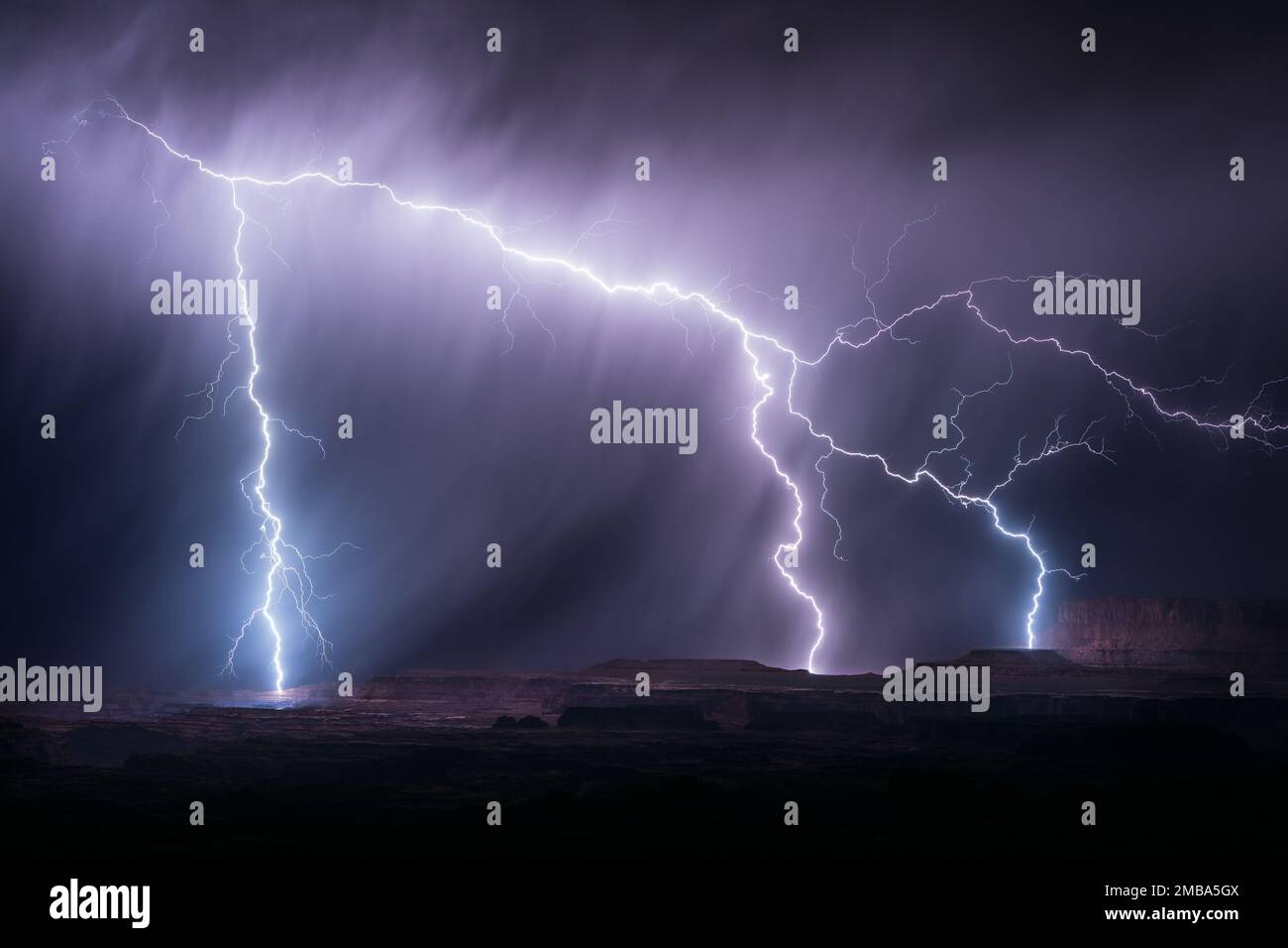 Lightning storm in Canyonlands National Park Stock Photo