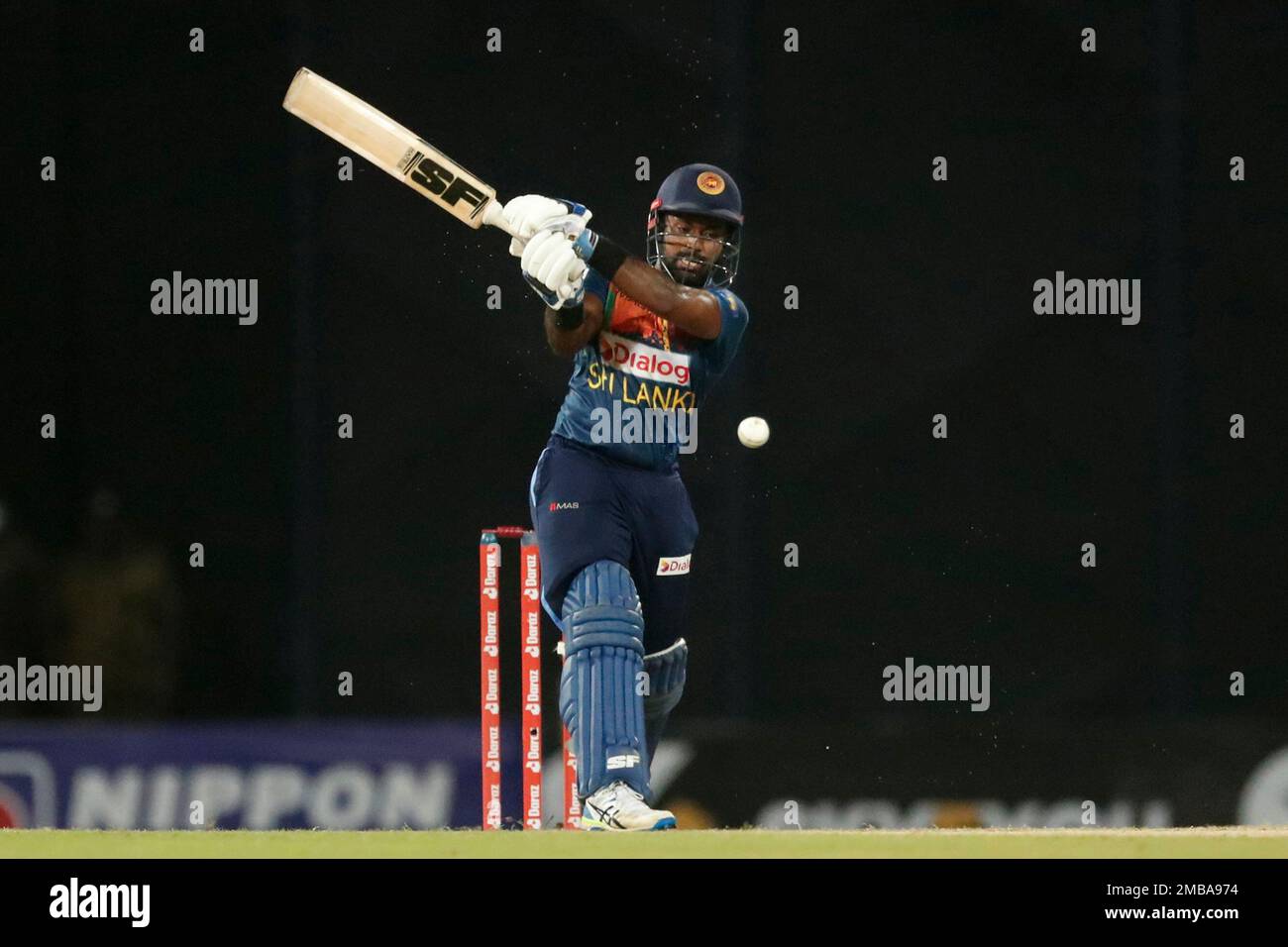 Sri Lankas Charith Asalanka plays a shot during the second Twenty20 cricket match between Sri Lanka and Australia in Colombo, Sri Lanka, Wednesday, June 8, 2022