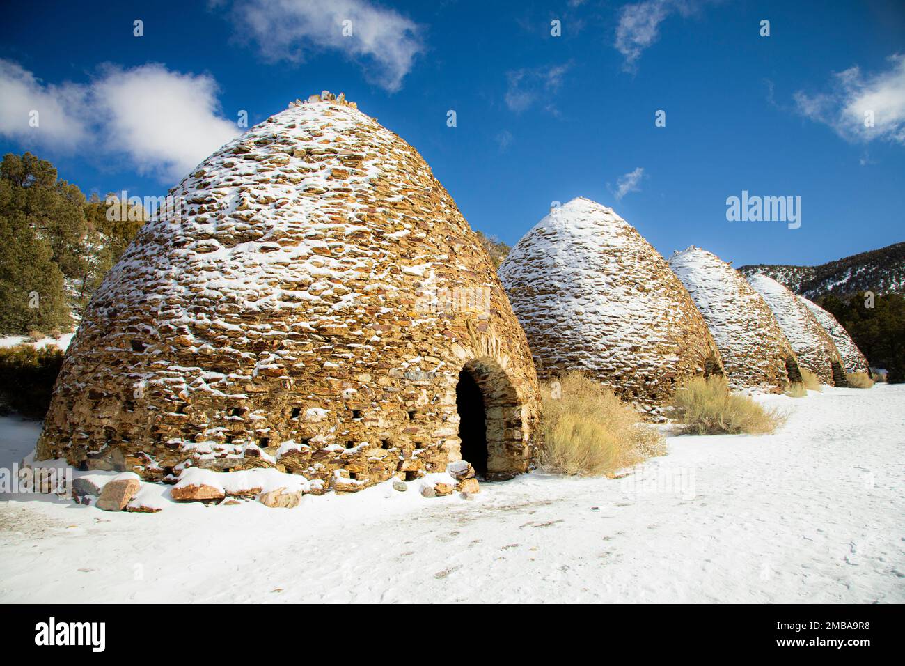 The Wildrose Charcoal Kilns in Death Valley National Park after an