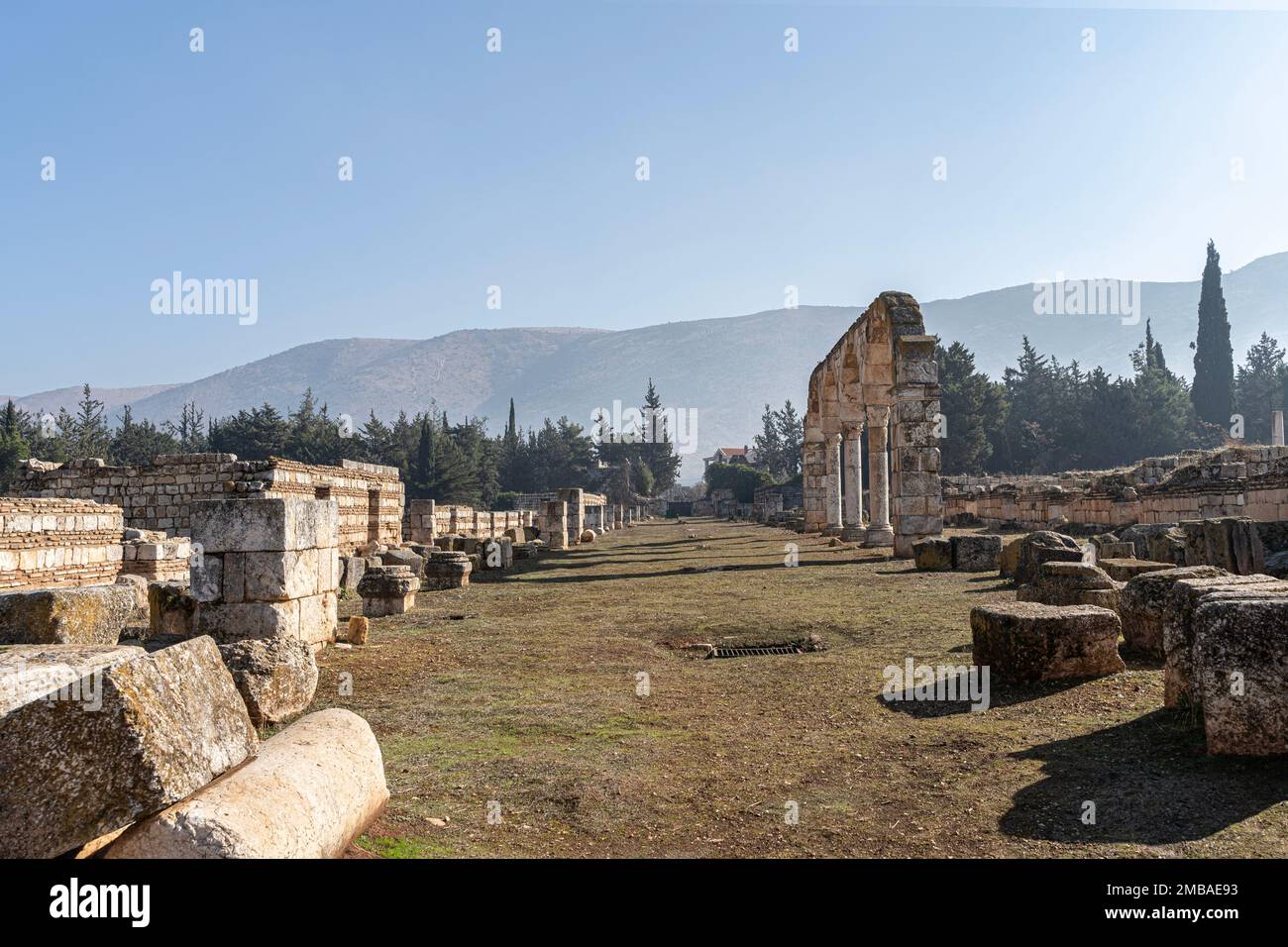 Roman ruins in Anjar, Lebanon Stock Photo