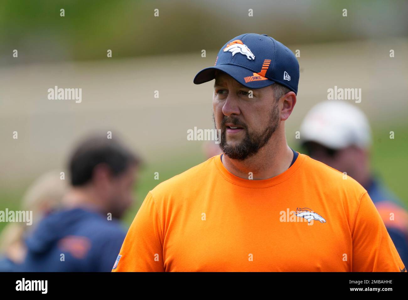 Denver Broncos guard Natane Muti takes part in drills Tuesday, May 31,  2022, at the NFL football team's headquarters in Centennial, Colo. (AP  Photo/David Zalubowski Stock Photo - Alamy