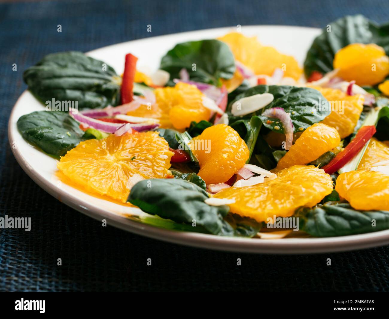 Tatsoi, Orange and Mandarin Salad Stock Photo