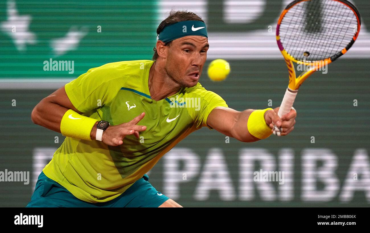 Spain's Rafael Nadal returns the ball to Germany's Alexander Zverev