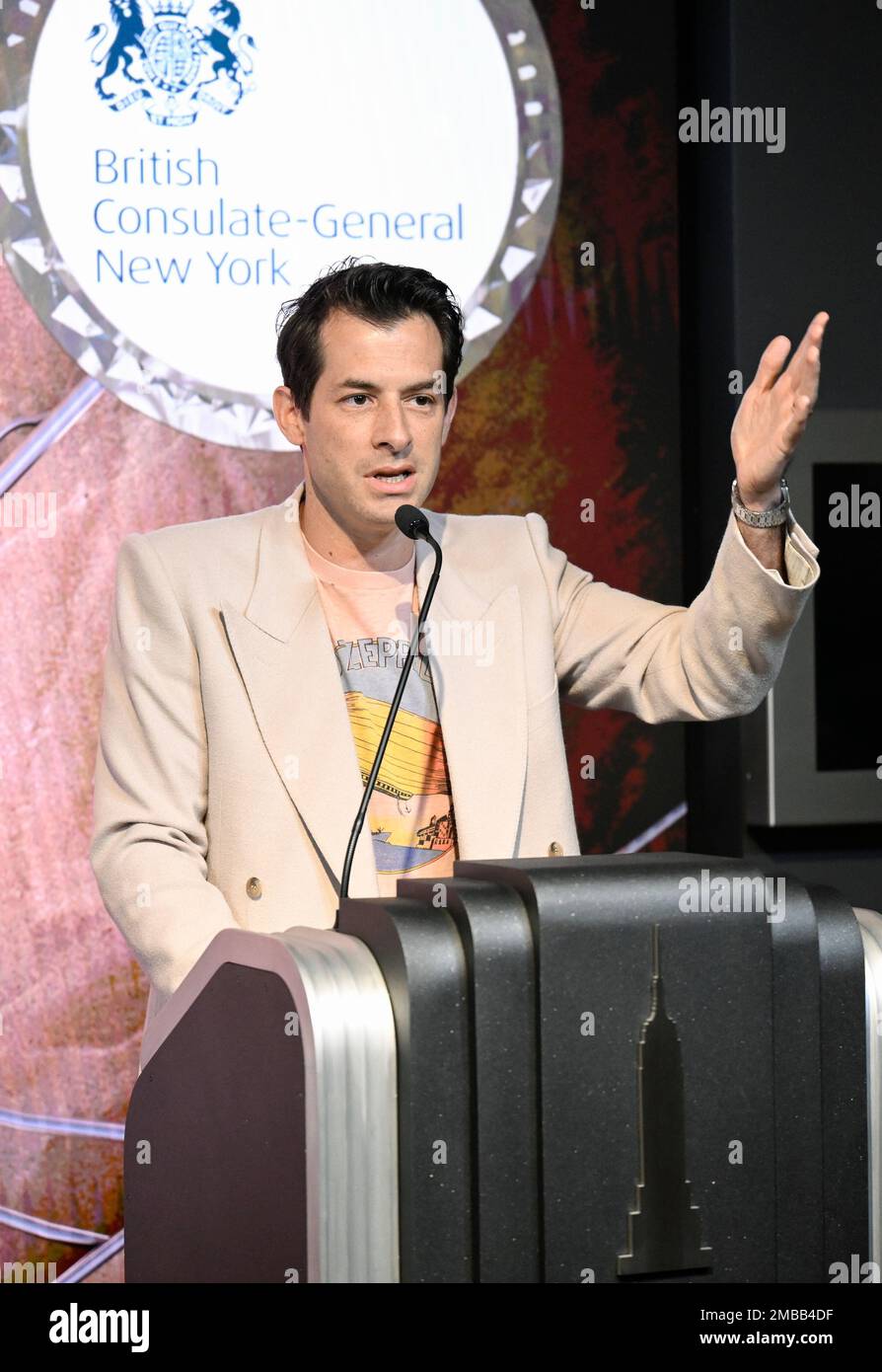 Record producer Mark Ronson offers remarks before the ceremonial ...