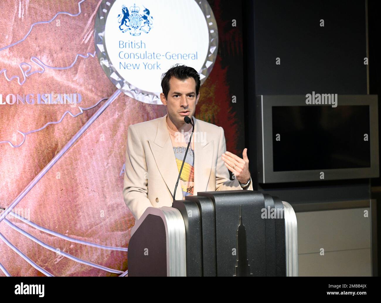 Record producer Mark Ronson offers remarks before the ceremonial ...