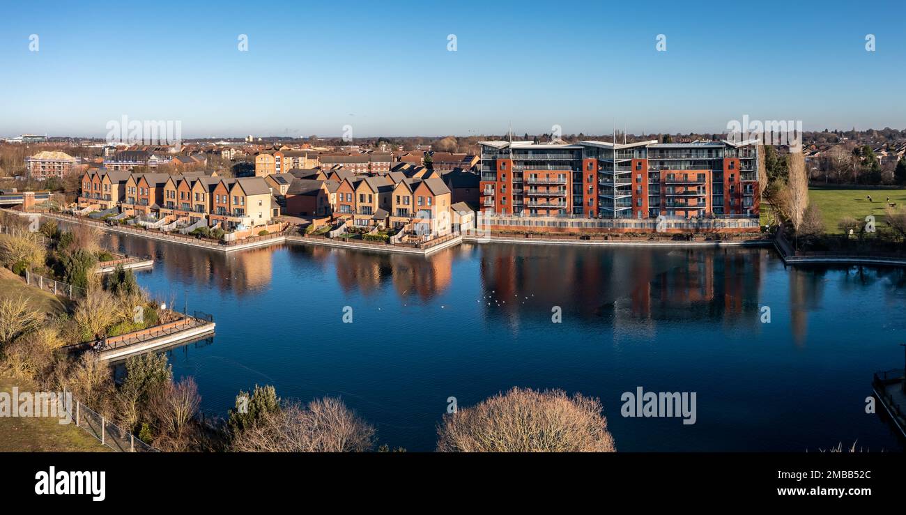 LAKESIDE, DONCASTER, UK - JANUARY 19, 2023. An aerial landscape of ...