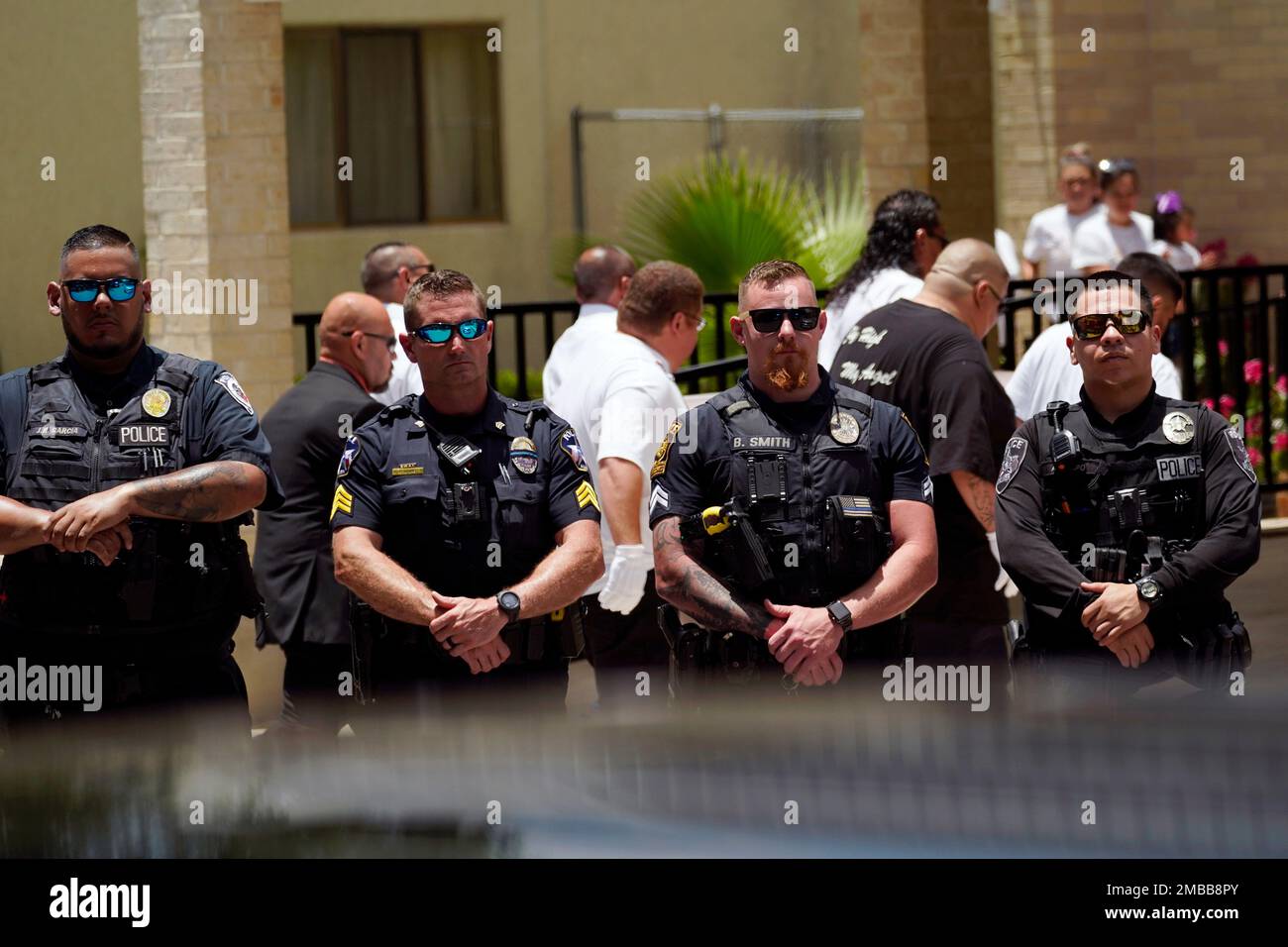 Pallbearers carry the casket of Nevaeh Bravo during a funeral service ...