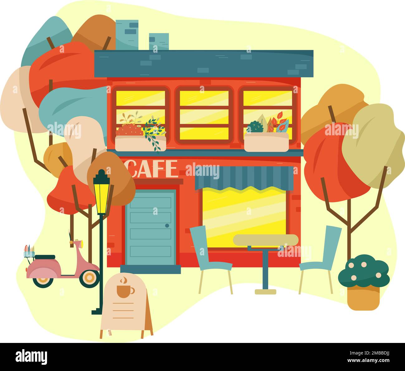 cafe-in-the-city-street-restaurant-flat-design-stock-vector-image