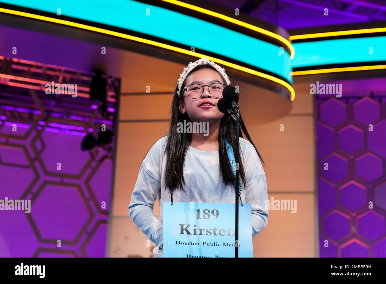Kirsten Tiffany Santos, 11, from Richmond, Texas, competes during the