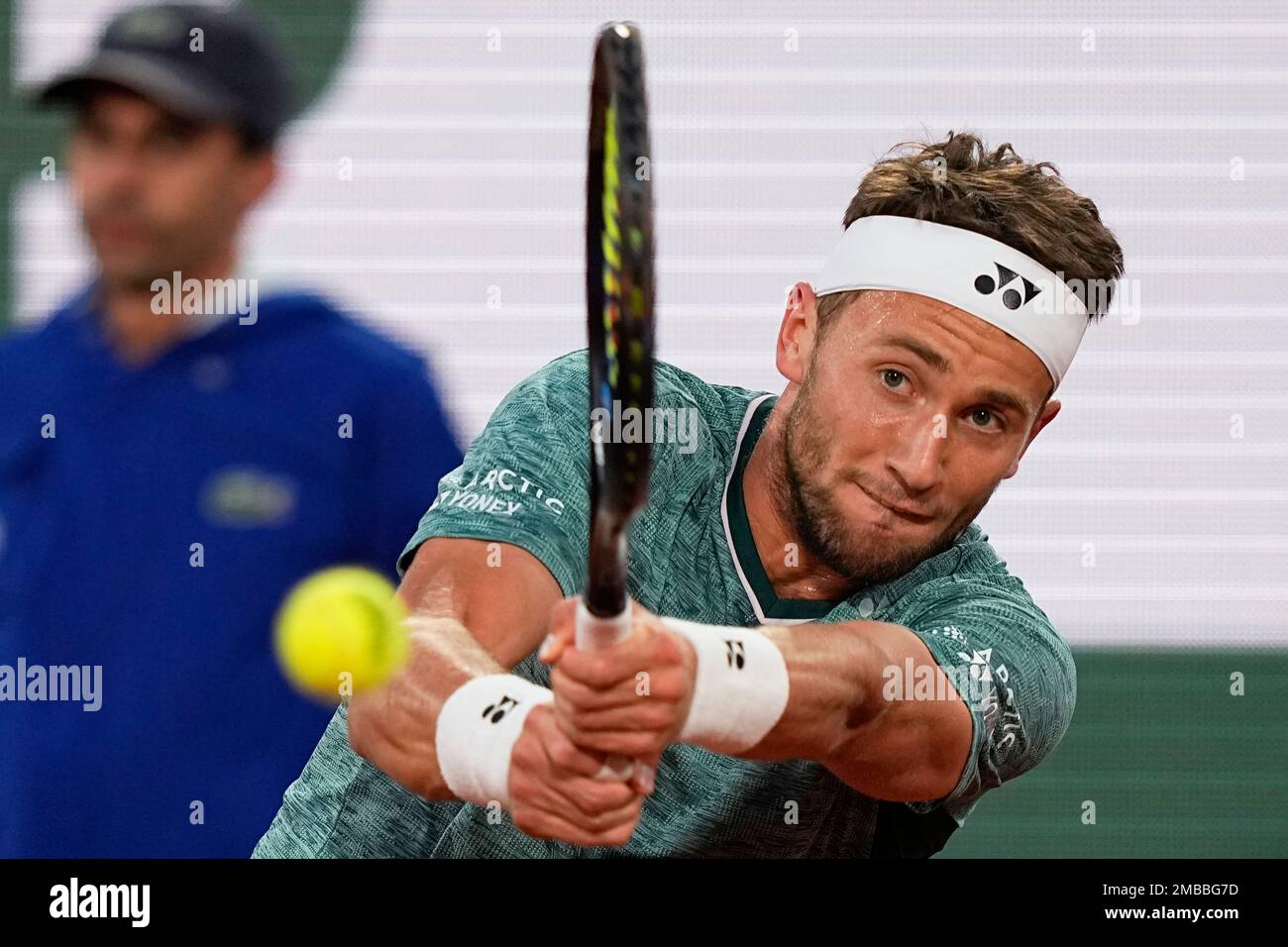 Casper Rune Norway's Casper Ruud plays a shot against Denmark's Holger Rune during ...