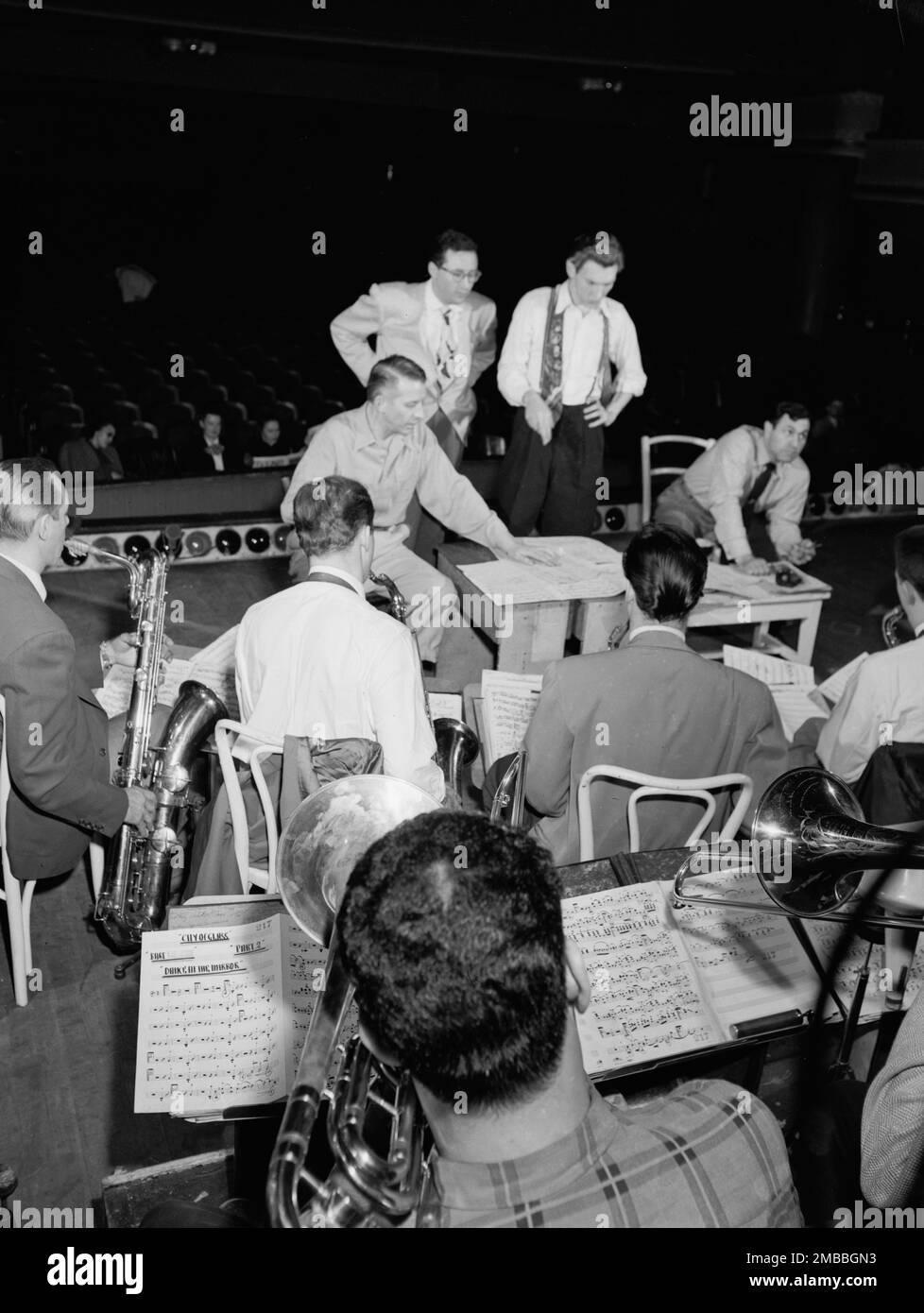 Portrait of Bob Graettinger, Pete Rugolo, and Stan Kenton, Richmond, Va