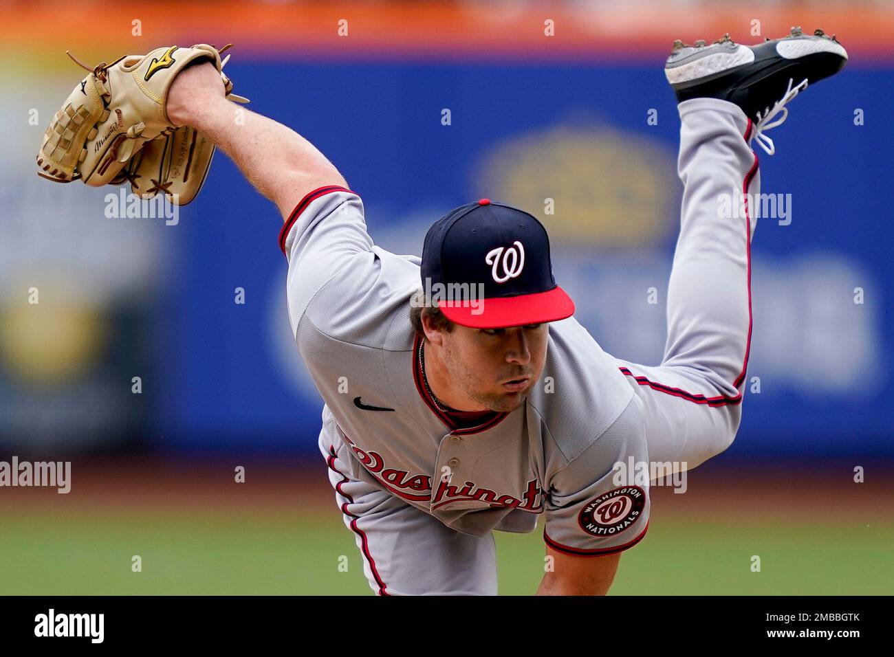 Washington Nationals starting pitcher Evan Lee (59) throws in the first  inning of a baseball game against the New York Mets, Wednesday, June 1,  2022, in New York. (AP Photo/John Minchillo Stock