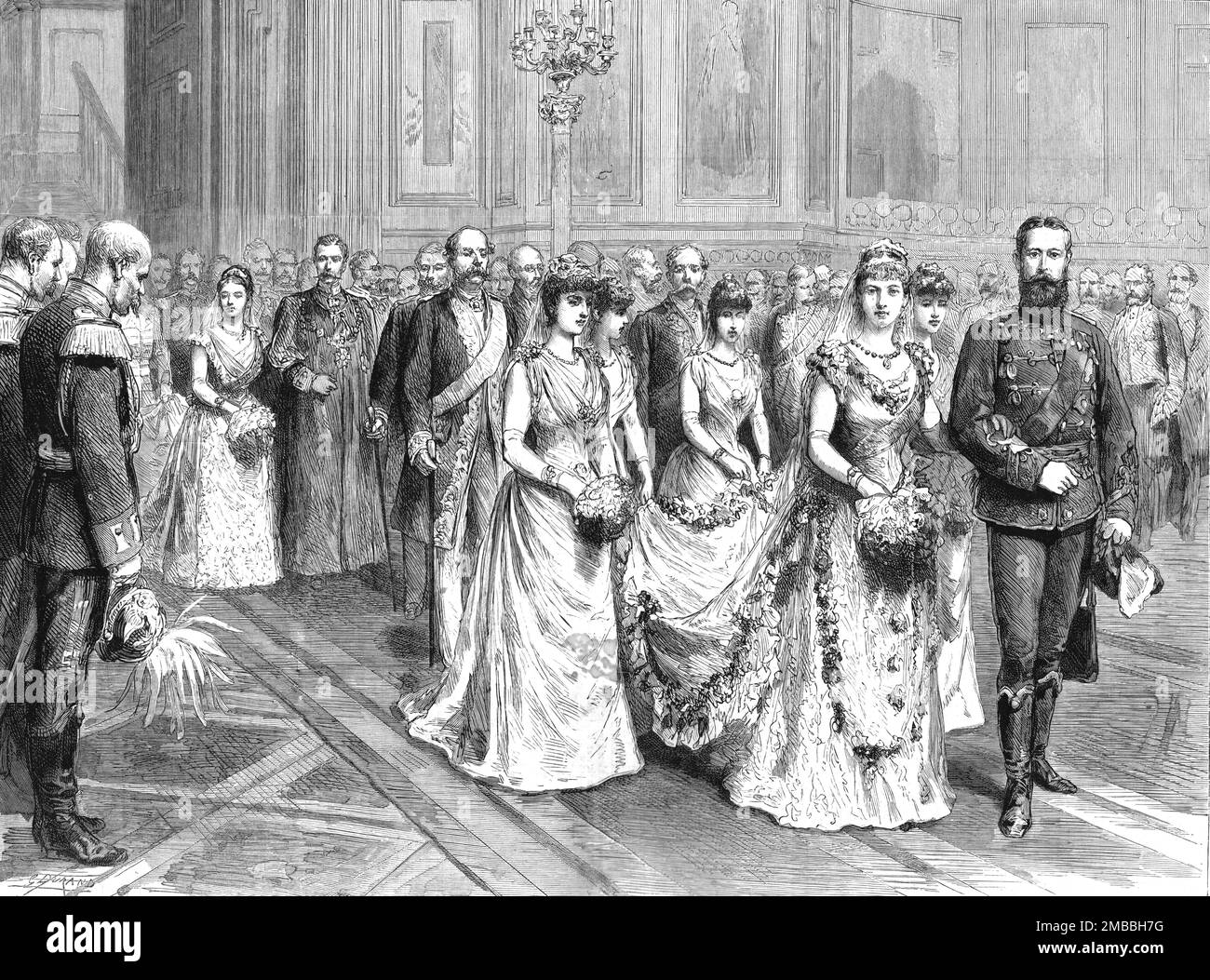 ''The Marriage of Princess Victoria, Daughter of the Empress Frederick, to Prince Adolphus of Schaumburg-Lippe, at Berlin; Entering the Chapel of the Schloss', 1890. From &quot;The Graphic. An Illustrated Weekly Newspaper&quot;, Volume 42. July to December, 1890. Stock Photo