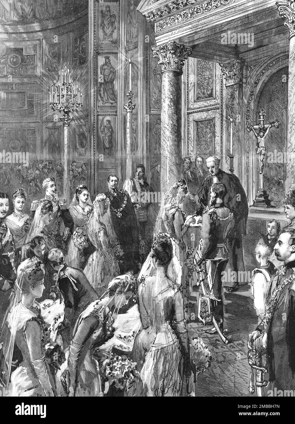 ''The Marriage of Princess Victoria, Daughter of the Empress Frederick, to Prince Adolphus of Schaumburg-Lippe, at Berlin; The Ceremony', 1890. From &quot;The Graphic. An Illustrated Weekly Newspaper&quot;, Volume 42. July to December, 1890. Stock Photo