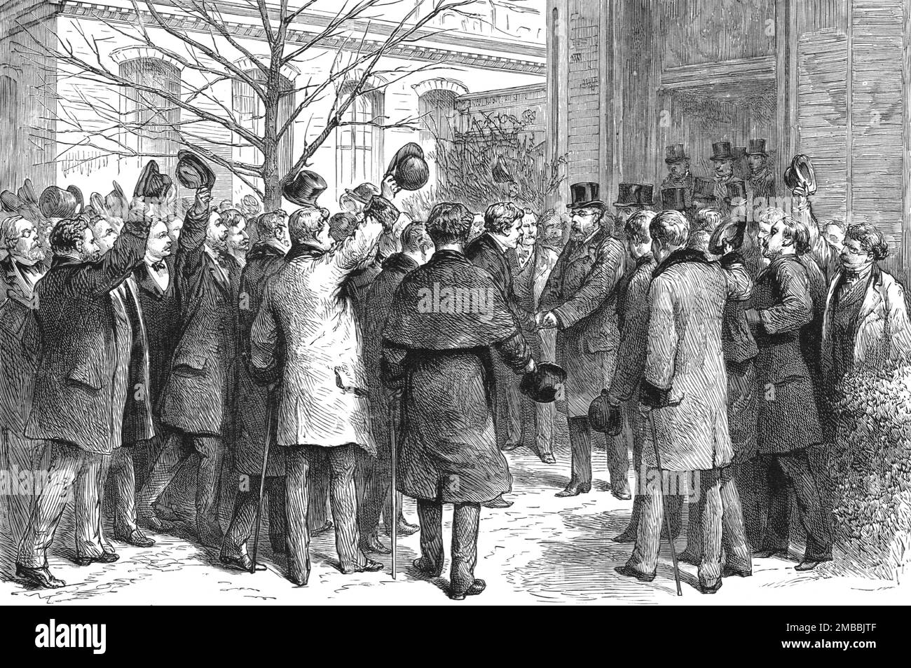 ''Dr. Koch's Treatment for Consumption at the Royal Hospital, Berlin; Dr. Koch leaving the Royal Hospital, where the English Patient is under Treatment', 1890. From &quot;The Graphic. An Illustrated Weekly Newspaper&quot;, Volume 42. July to December, 1890. Stock Photo