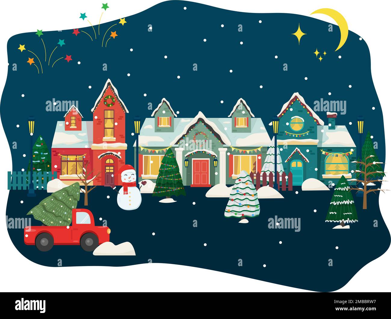 Snowfall town Stock Vector Images Alamy