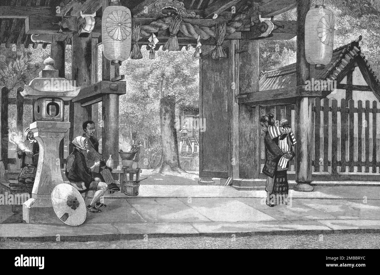 ''Entrance to the Great Shinto Temple at Kobe, Japan', 1891. From &quot;The Graphic. An Illustrated Weekly Newspaper&quot;, Volume 44. July to December, 1891. Stock Photo