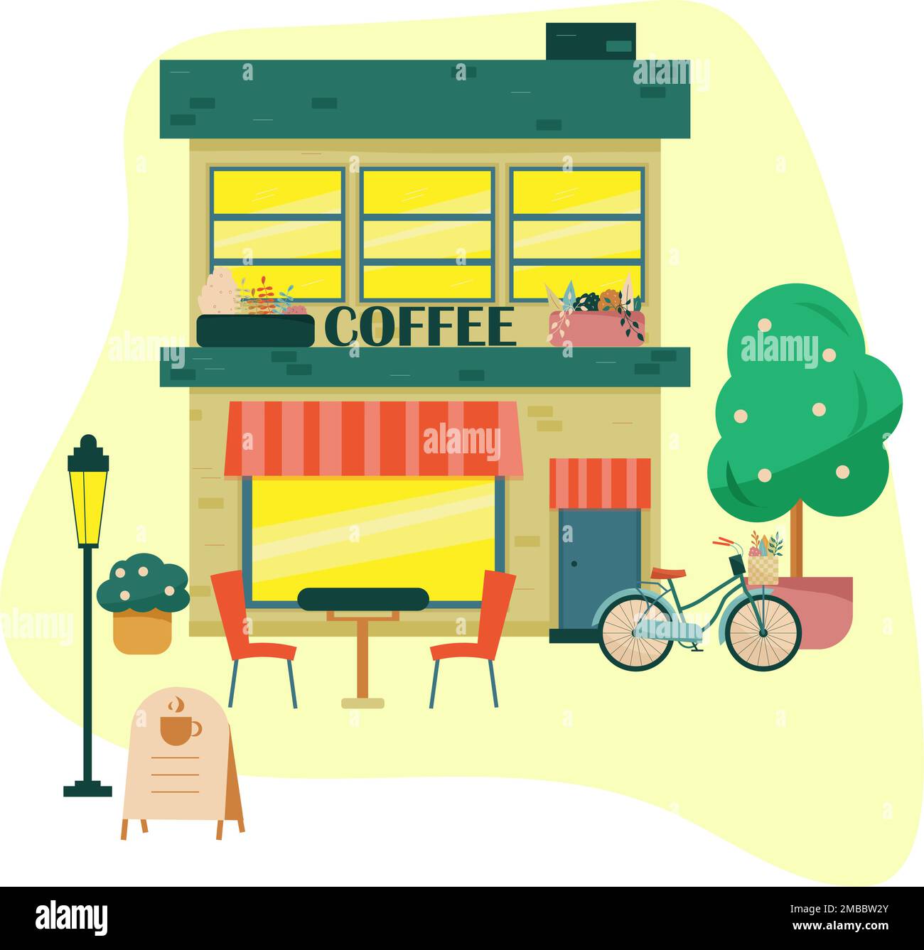 cafe-in-the-city-street-restaurant-flat-design-stock-vector-image