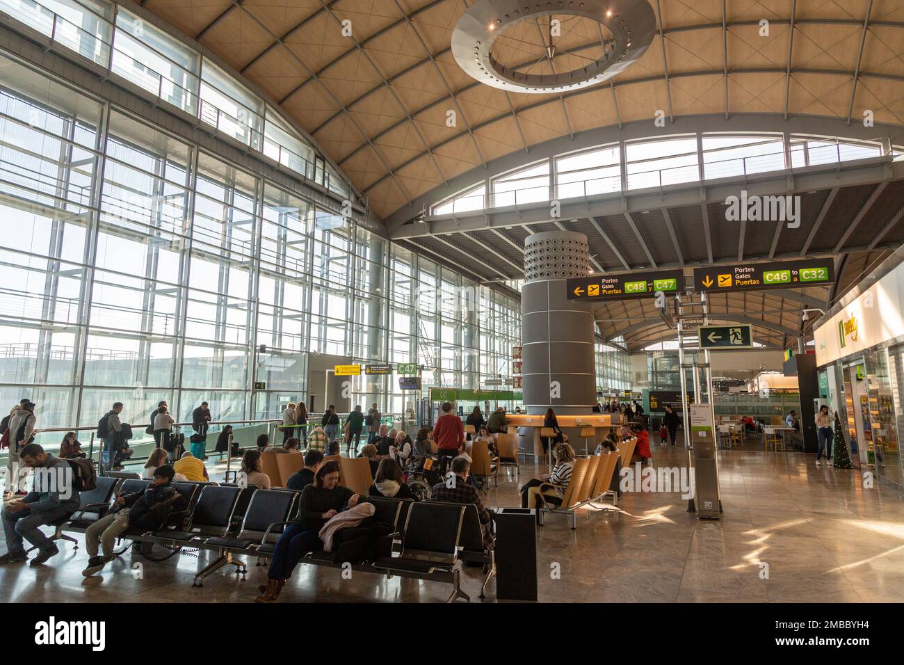 Alicante Airport, also known as Alicante-Elche Airport, is currently the fifth largest airport in Spain Stock Photo