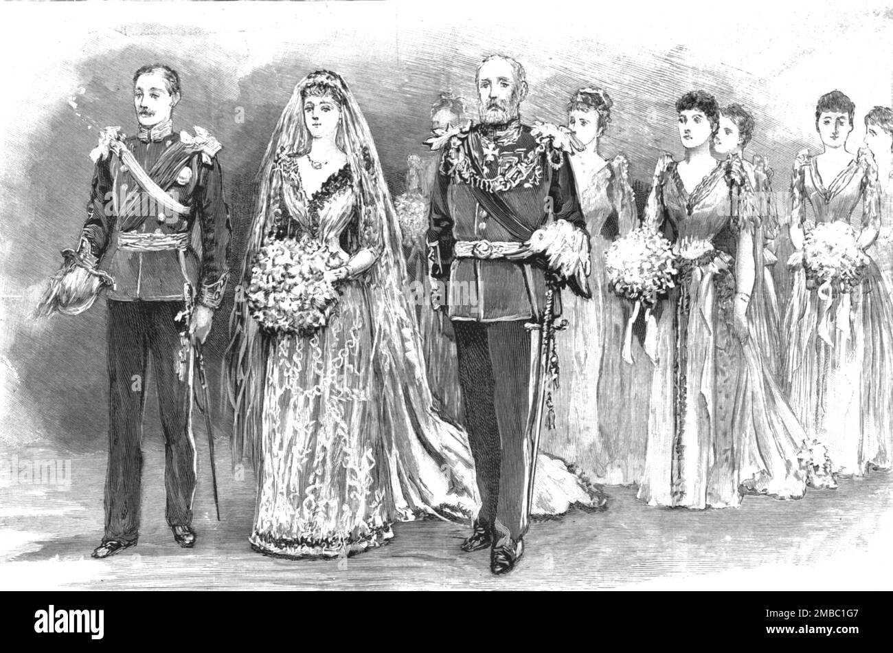 ''The Wedding of HRH Princess Louise of Schleswig-Holstein and HH Prince Aribert of Anhalt at St. Georges Chapel, Windsor, on July 6, 1891; The Procession of the Bride', 1891. From &quot;The Graphic. An Illustrated Weekly Newspaper&quot;, Volume 44. July to December, 1891. Stock Photo