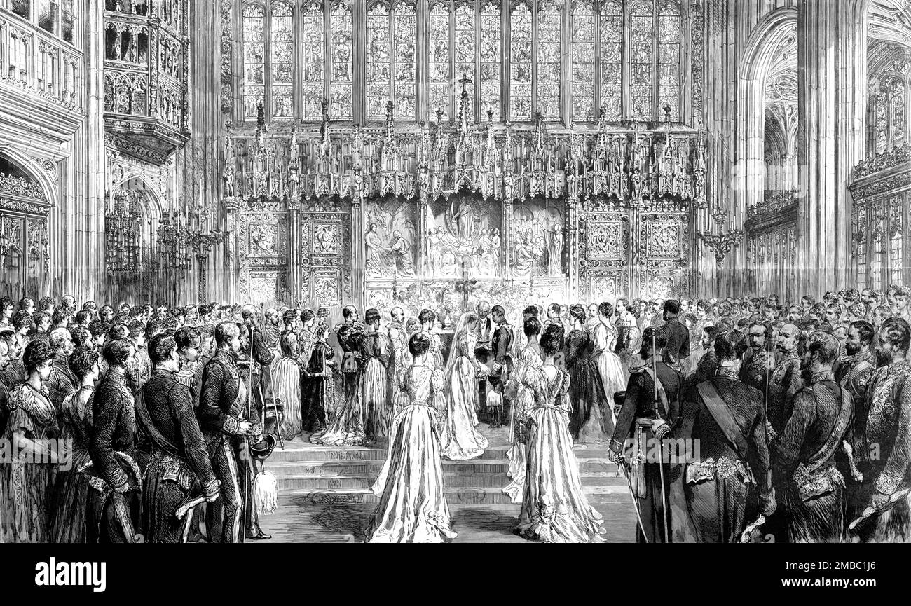''The Wedding of HRH Princess Louise of Schleswig-Holstein to HH Prince Aribert of Anhalt; The Marriage Ceremony at St.George's Chapel, Windsor', 1891. From &quot;The Graphic. An Illustrated Weekly Newspaper&quot;, Volume 44. July to December, 1891. Stock Photo
