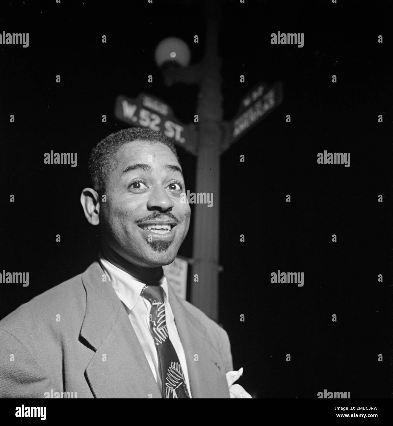 Portrait of Dizzy Gillespie, 52nd Street, New York, N.Y., 1946. Stock Photo