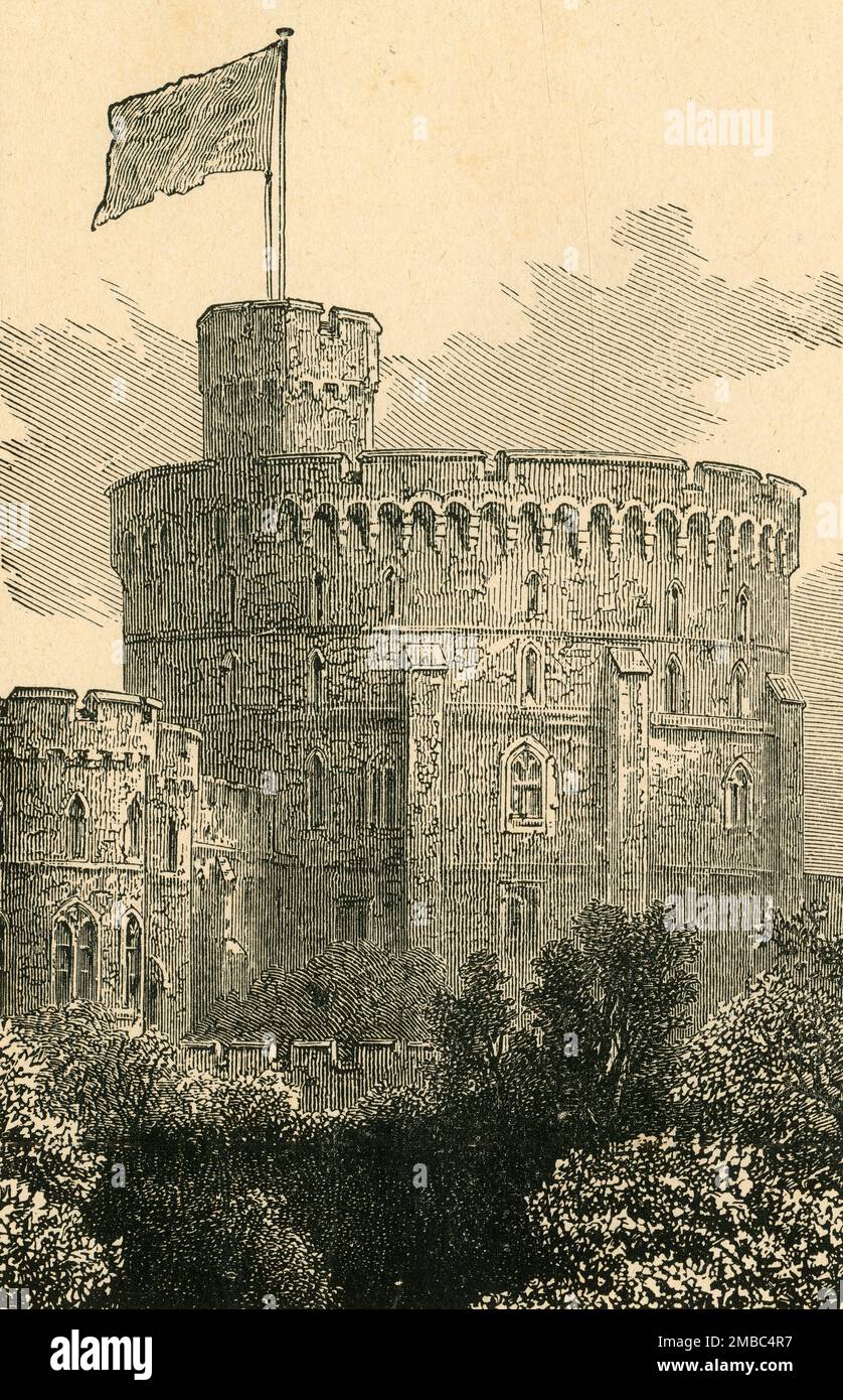 &amp;#39;The Great Tower, Windsor Castle&amp;#39;, c1897. Royal standard flying to ...