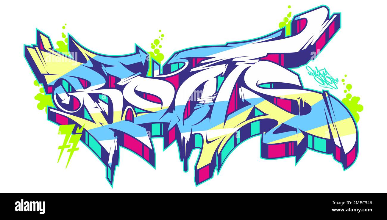 Abstract Isolated Graffiti Street Art Style Word Roots Lettering Vector Illustration Template