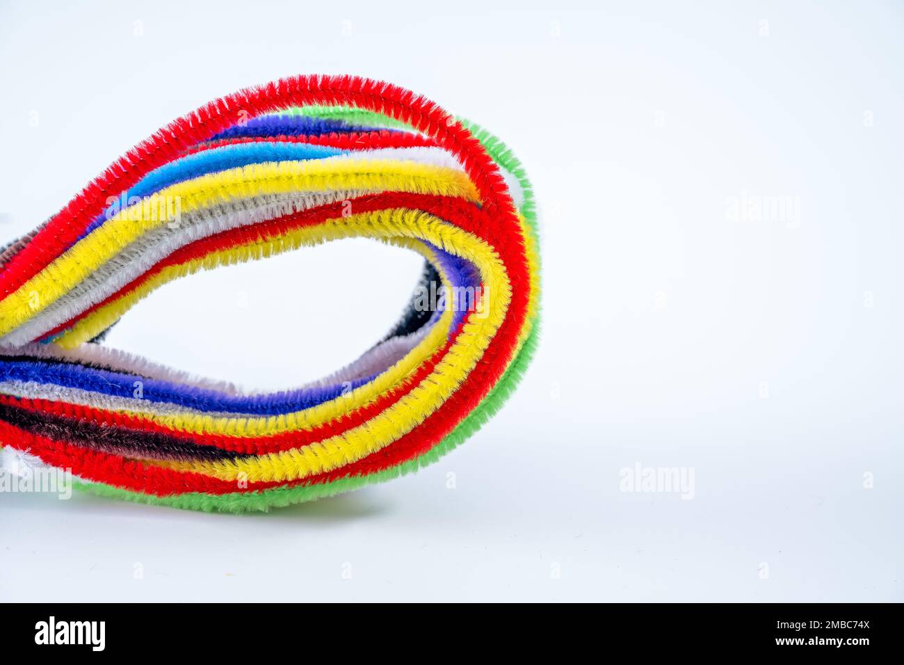 primary color selection of craft hoop pipe cleaners isolated on a white
