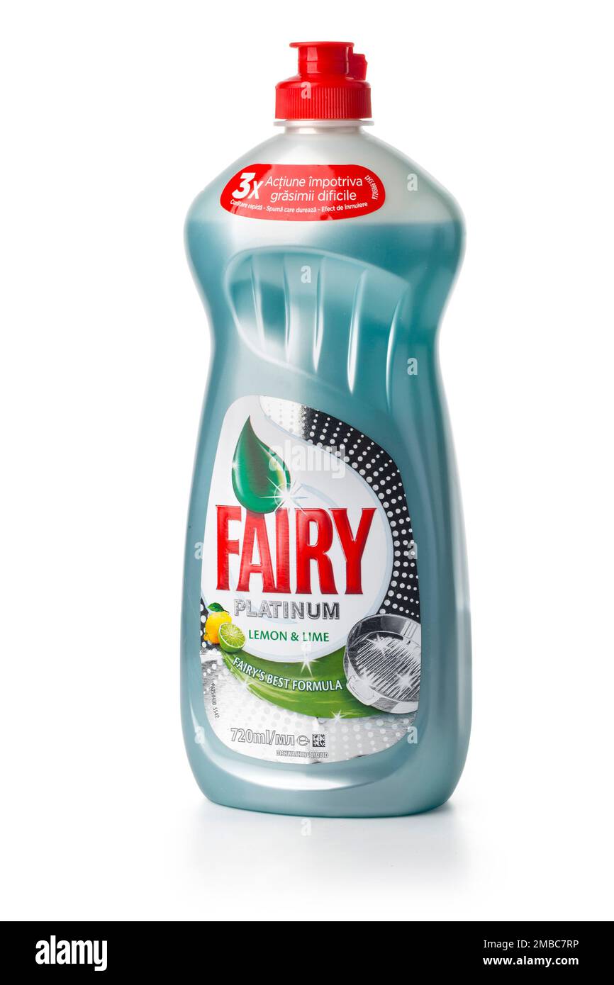 Chisinau, Moldova -  Mai 27, 2014. Bottle of Fairy Platinum Washing up Liquid, produced by Procter & Gamble and sold in most parts of Europe. Stock Photo