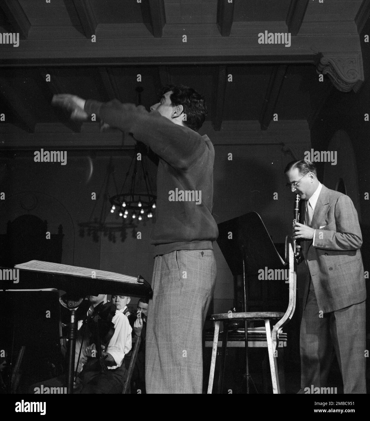 Portrait of Benny Goodman, Leonard Bernstein, and Max Hollander