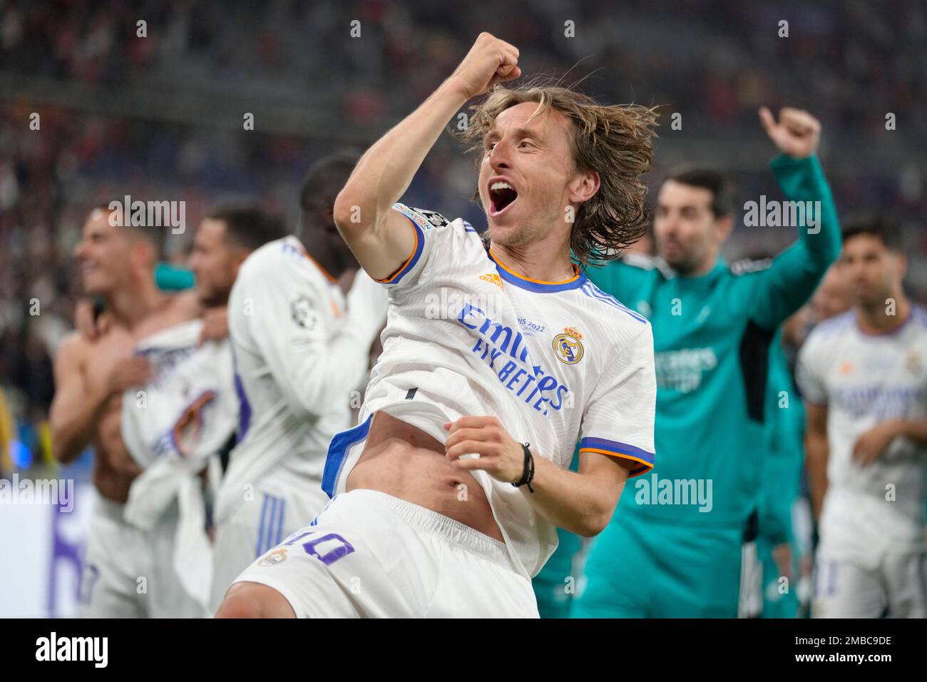 Real Madrid's Luka Modric celebrates winning the Champions League final ...