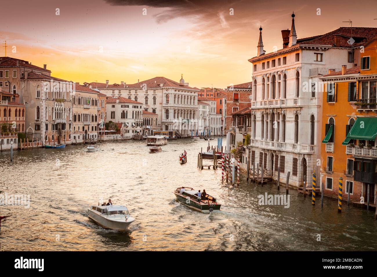 Grand Canal Sunset, Venice, Italy Stock Photo