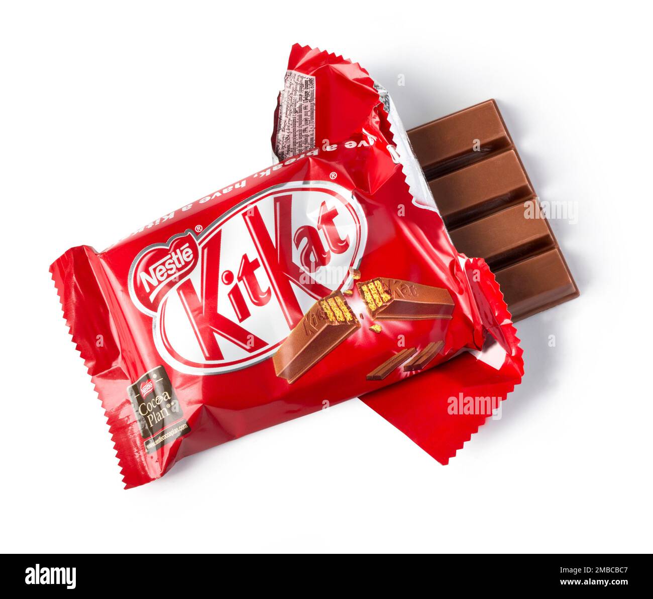 CHISINAU,MOLDOVA NOVEMBER 14, 2015 Opened Kit Kat chocolate bar. Kit