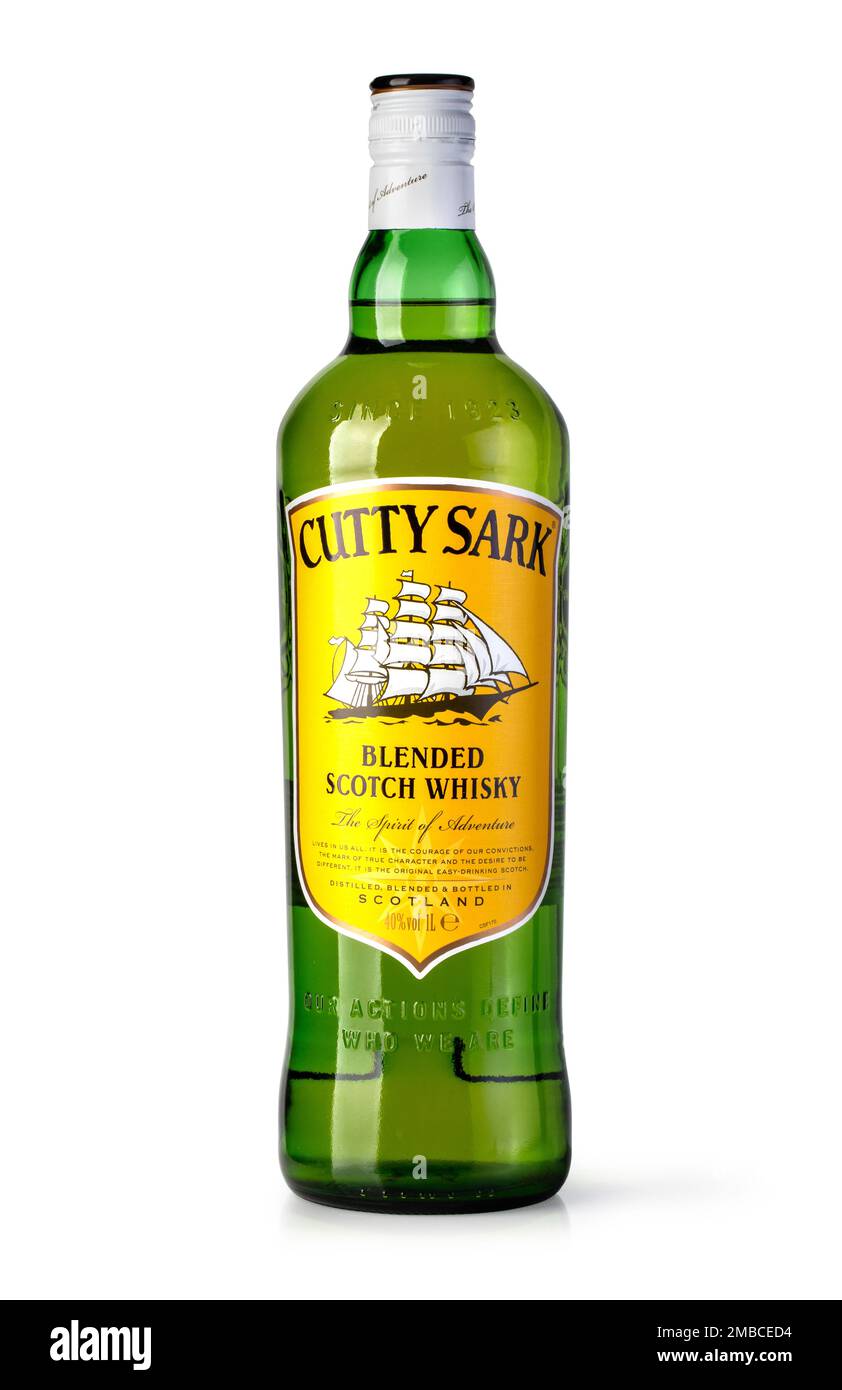 Chisinau, Moldova, May 05.2019: Whiskey Cutty Sark bottle isolated on ...