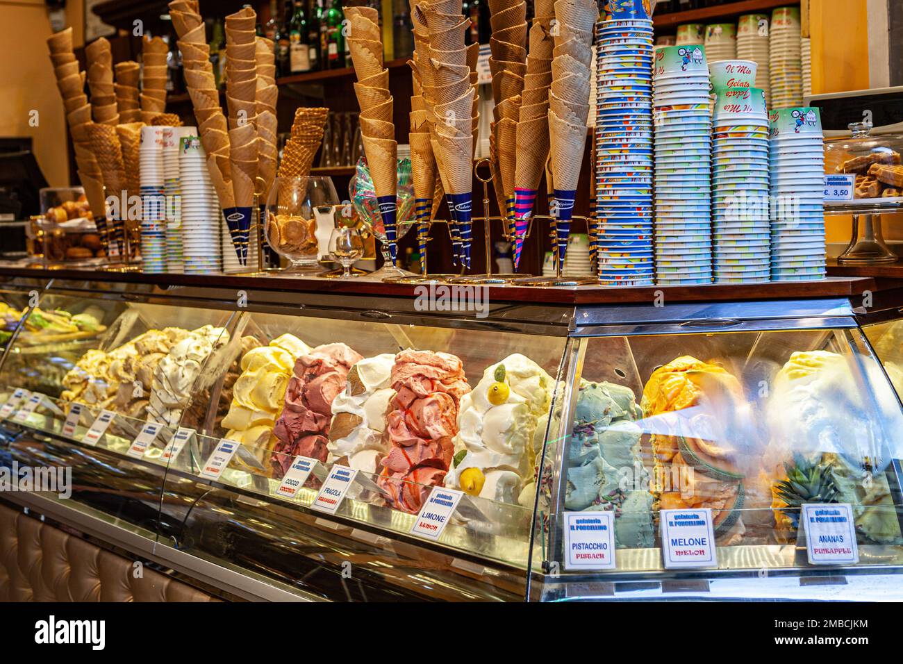 Italian Gelato Shop, Florence, Italy Stock Photo