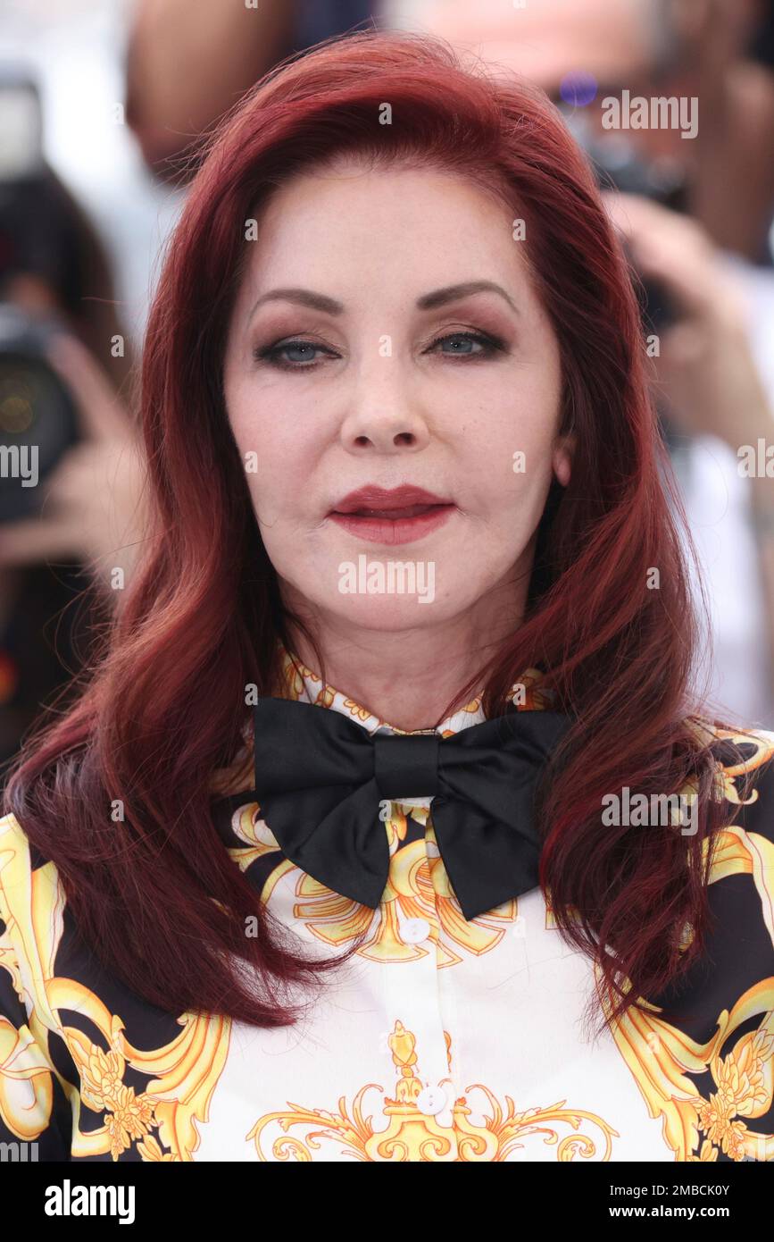 Priscilla Presley poses for photographers at the photo call for the film ' Elvis' at the 75th international film festival, Cannes, southern France,  Thursday, May 26, 2022. (Photo by Joel C Ryan/Invision/AP Stock