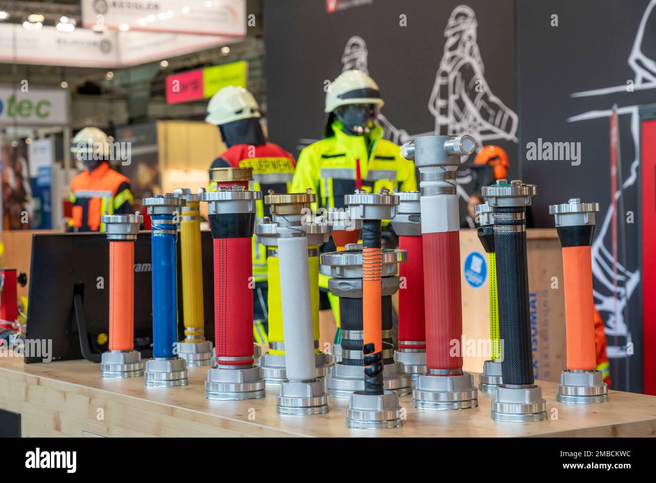 Hose couplings, Interschutz 2022 trade fair in Hanover, the world's largest trade fair for fire brigade, rescue service, disaster control technology, Stock Photo