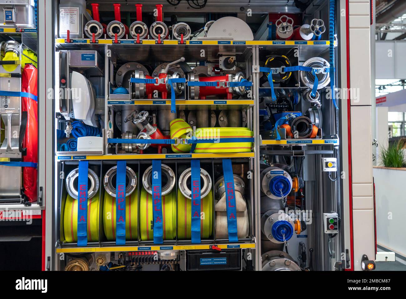 Fire engine, fire fighting vehicle, equipment, trade fair Interschutz