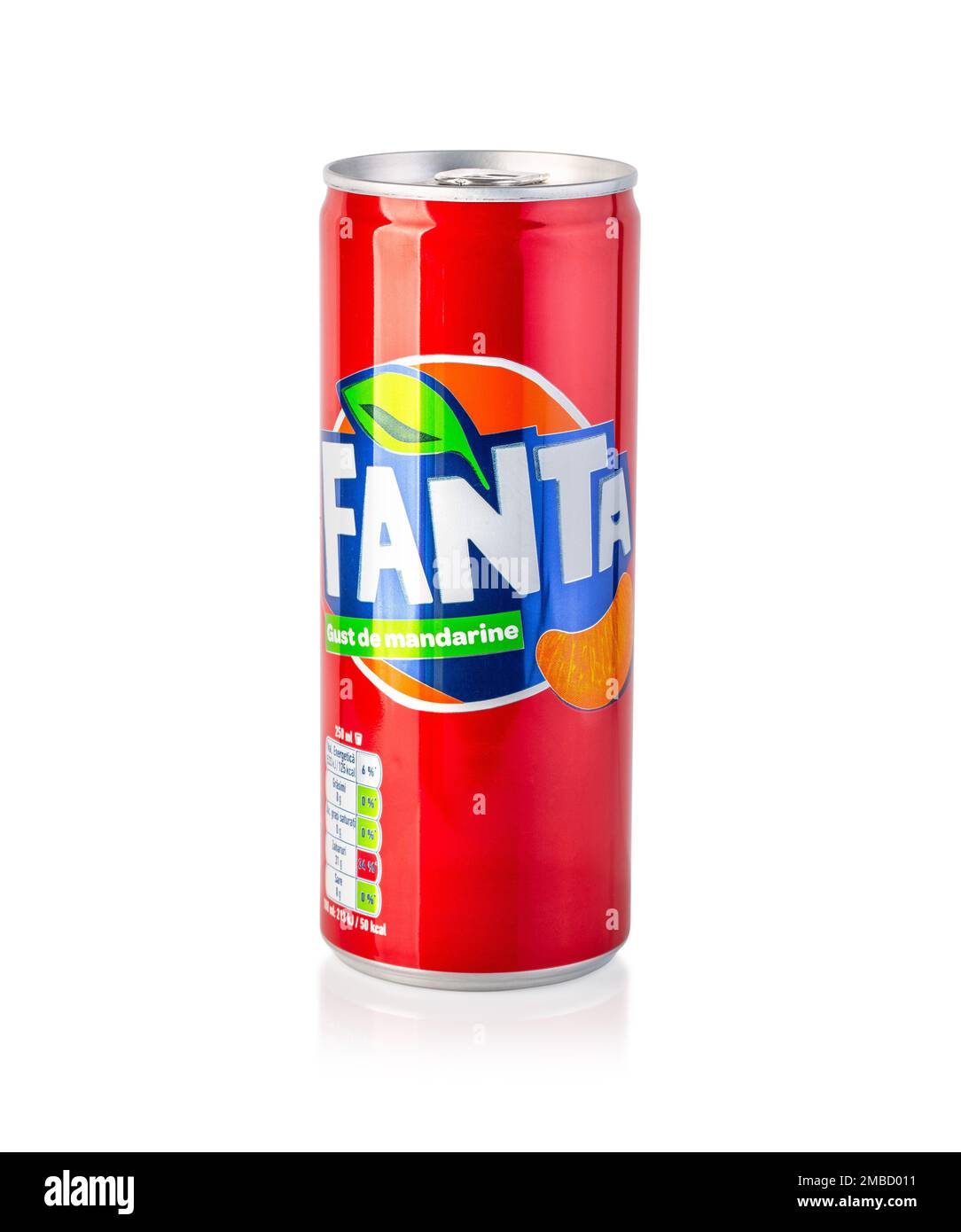 Chisinau, Moldova - April 26, 2020 : Fanta can isolated on white background, with clipping path Stock Photo
